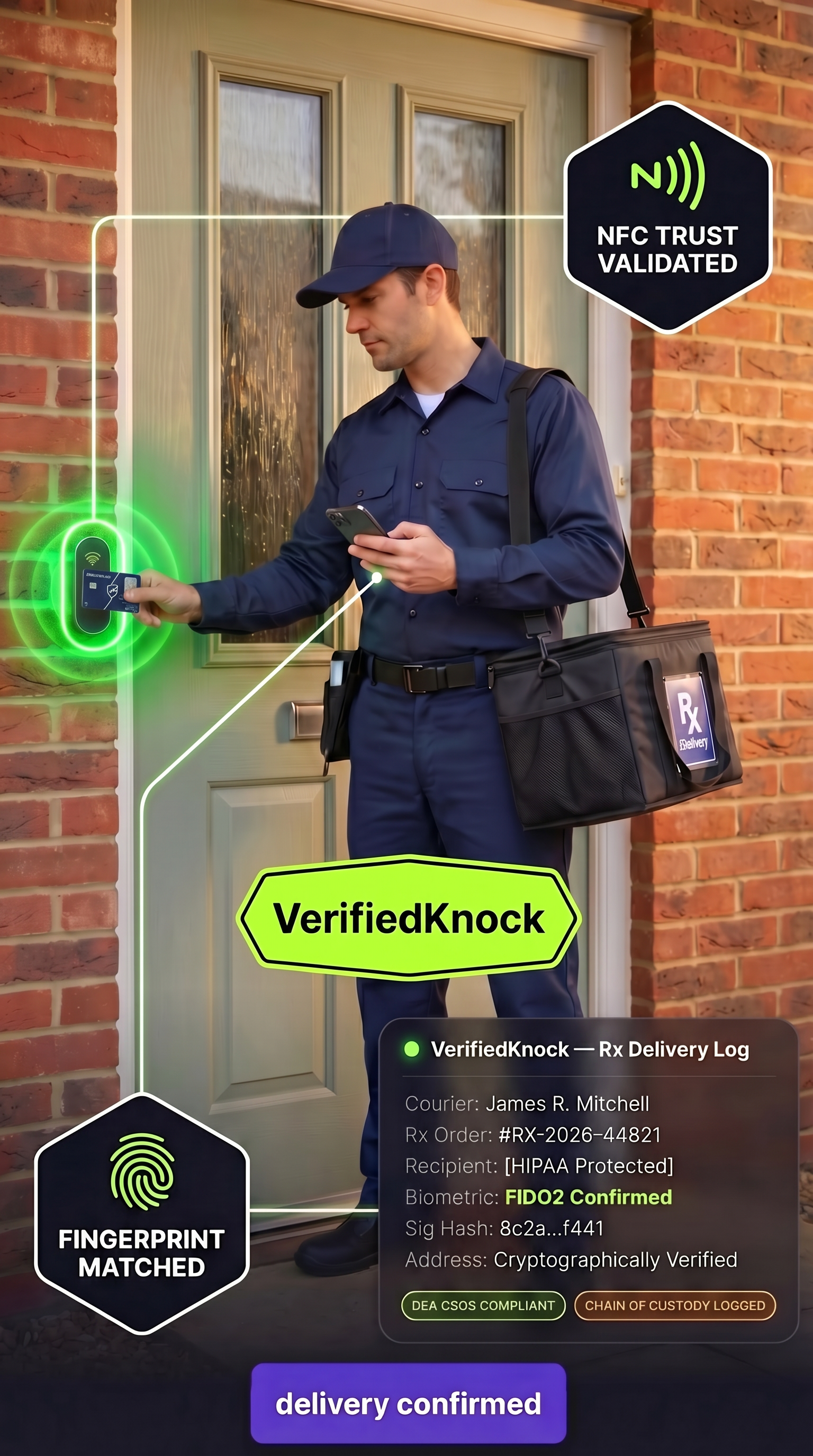 VerifiedKnock ATKey.Card NFC tap for controlled substance delivery verification